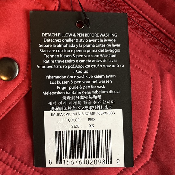 NEW W/ TAGS BauBax Women's Red Bomber Travel Jacket - Picture 11 of 11